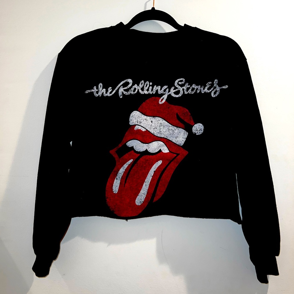 Cropped Rolling Stones Holiday Sweatshirt